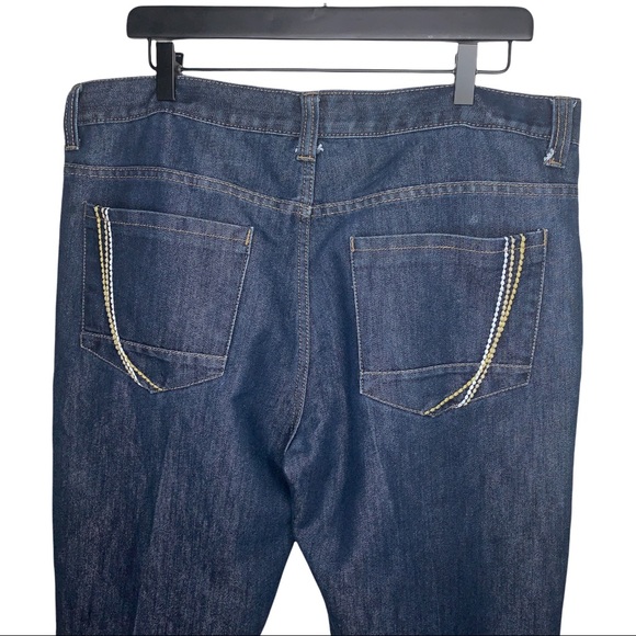 Paper Denim & Cloth PD&C Mens Size 36x32 Straight Blue Jeans Embroidered Pocket - Picture 2 of 7